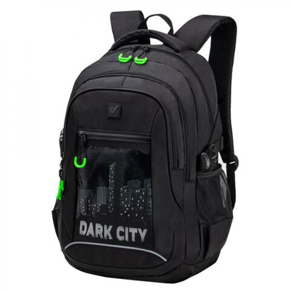 Рюкзак BRAUBERG CONTENT универсальный, светоотражающий принт, "Dark city", 47х33х18 см, 270763