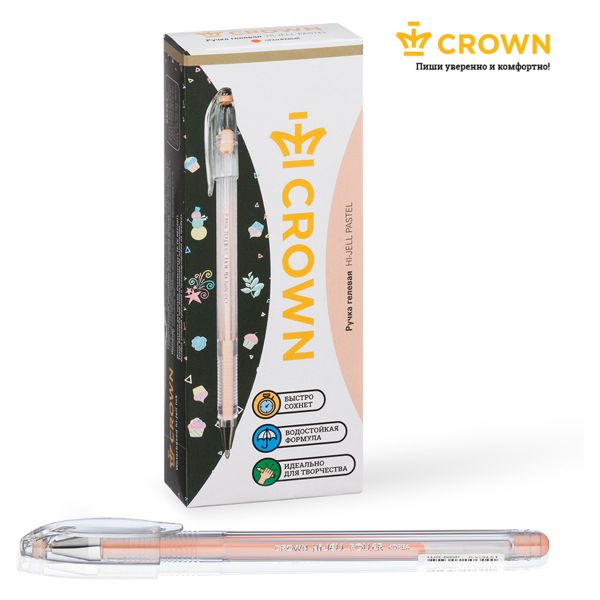 Ручка гелевая Crown "Hi-Jell Pastel" оранжевая пастель, 0,8мм HJR-500P