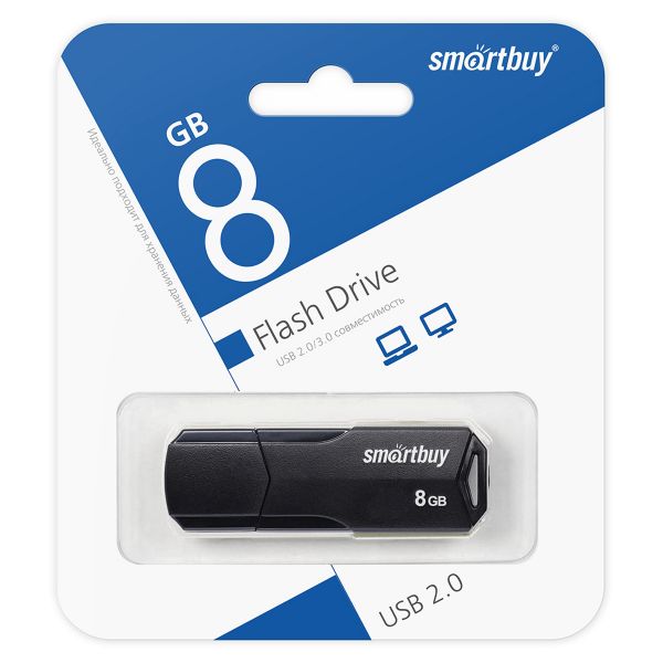 Память Smart Buy "Clue"  8GB, USB 2.0 Flash Drive, черный SB8GBCLU-K
