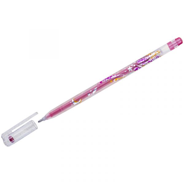 Ручка гелевая Crown "Glitter Metal Jell" красная с блестками, 1,0мм MTJ-500GLS(D)