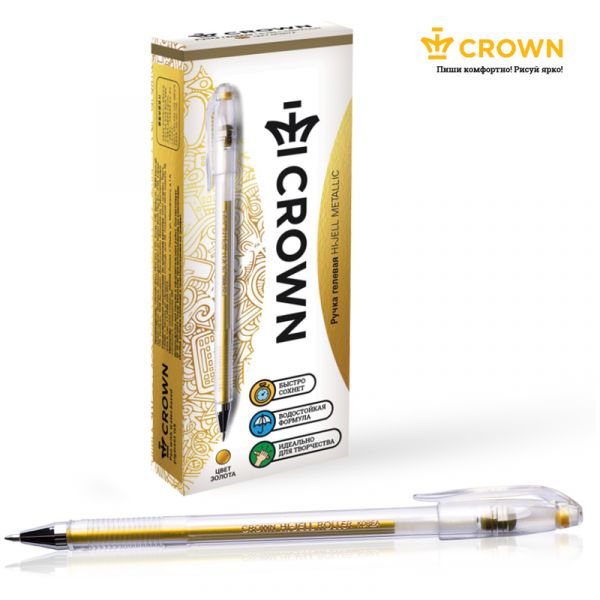 Ручка гелевая ML 0,7мм золото HJR500GSM CROWN