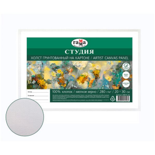 Холст на картоне 20*30см "Студия", 100% хлопок, 280г/м2, мелкое зерно NEW 280818_02 ГАММА
