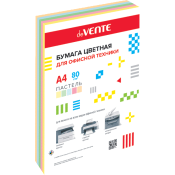 Бумага А4  80г/мкв 500л "deVENTE" пастельные цвета ассорти - 5цв 2072709 deVENTE