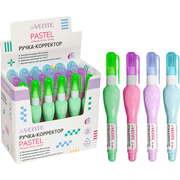Корректор шариковый  6мл "Pastel" трубчатая система подачи /цвета корпуса ассорти 4061115 deVENTE