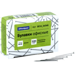 Булавки офисные OfficeSpace, 24мм, 500шт., картонная коробка SP24_26568