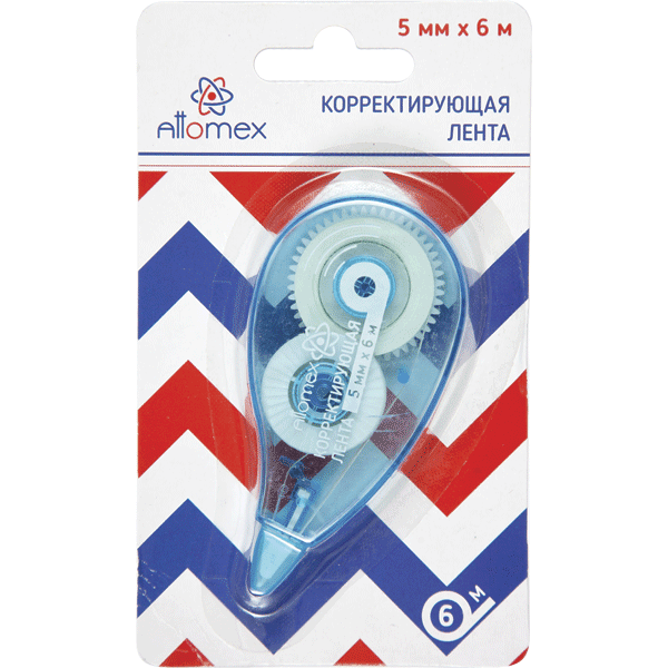 Корректирующая лента 5мм* 8м прозрачный корпус - ассорти, 4062103 Attomex
