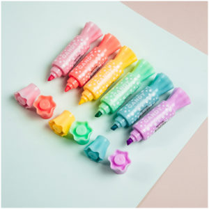 Текстовыделитель двусторонний MESHU "Candy", мини, ассорти, пулевидный/скошенный, 2/4мм MS_HL50554