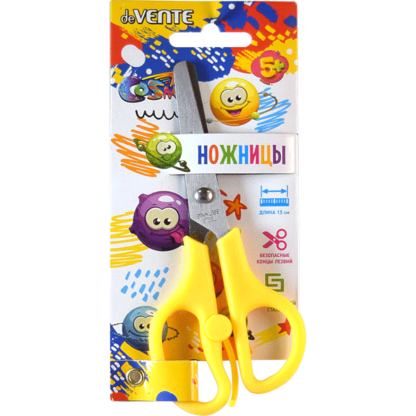 Ножницы 13см детские Cosmo пл.кольца, с упором 8010308 deVENTE