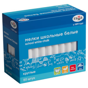 Мел белый  50шт /мягкий /круглый /картон.кор. 71020201 ГАММА