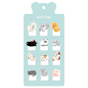 Флажки-закладки MESHU "Sweety kitty" пластиковые фигурные, 20л*12 дизайнов, европодвес MS_61971