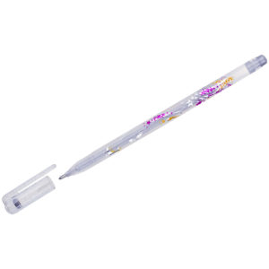 Ручка гелевая Crown "Glitter Metal Jell" серебро с блестками, 1,0мм MTJ-500GLS(D)
