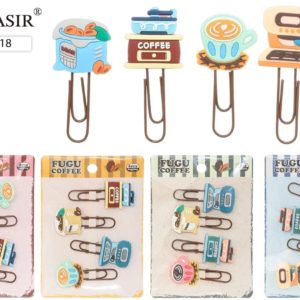 Закладки д/книг скрепка 6,5см 4шт FUGU COFFEE EX-39318 MC BASIR
