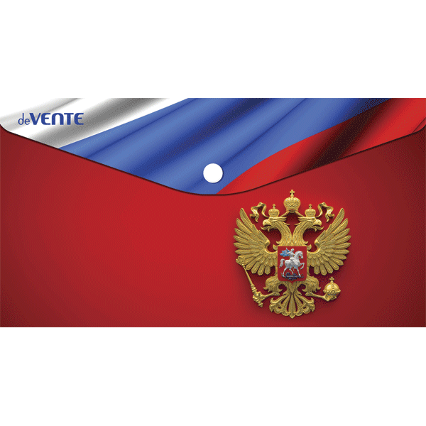 Папка-конверт на кнопке travel-size (260x140 мм) Герб н/прозр. 150мкм 3071501 deVENTE