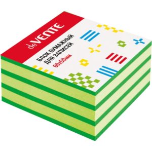 Бумага д/записей  6*5*4см цветной 80 г/м², зеленый интенсив и салатовая пастель, 7 слоев 2012210 deV