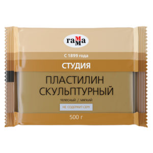 Пластилин скульптурный Гамма "Студия", телесный, мягкий, 500г, пакет 2.80.Е050.002