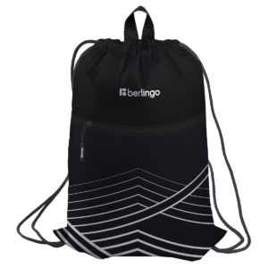 Мешок для обуви 1 отделение Berlingo "Black and white geometry", 360*470мм, карман на молнии MS23020