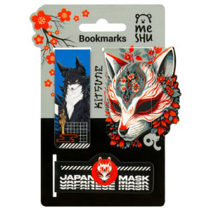 Закладки магнитные для книг, 3шт., MESHU "Kitsune", матовая ламинация, фольга MS_58293