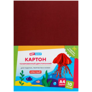 Картон цветной А4, ArtSpace, 10л., тонированный, красный, 180г/м2 КТ1А4_37996