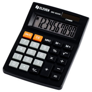 Калькулятор настольный Eleven SDC-022SR, 10 разрядов, двойное питание, 88*127*23мм, черный SDC-022SR