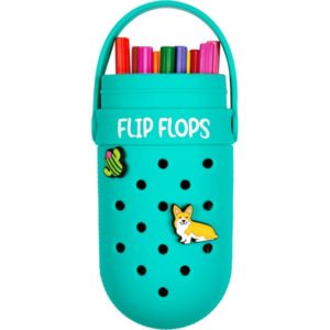 Пенал фигурный 20*8*4см "Flip Flops", EVA, с крышкой и ручкой/с отверстиями д/значков /бирюзовый 702