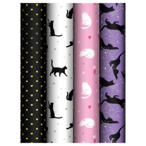 Упаковочная бумага глянц. 70*100см, MESHU "Grace cats", 80 г/м2, ассорти, 4 дизайна MS_62816