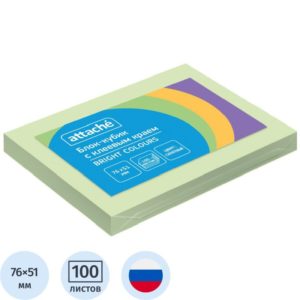 Бумага д/записей  51*76мм /100л, 60г/м², салатовая с липким краем NEW 1495400 ATTACHE