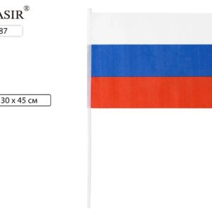 Флаг РФ триколор 30*45см на пластиковой трубочке,материал-искусственный шёлк МС-3787 MC BASIR