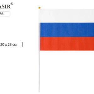 Флаг РФ триколор 20*30см на пластиковой трубочке,материал-искусственный шёлк МС-3786 MC BASIR