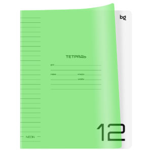 Тетрадь 12л., линия BG "UniTone. Neon", пластиковая обложка, неон салатовый Т5ск12_пл 08903