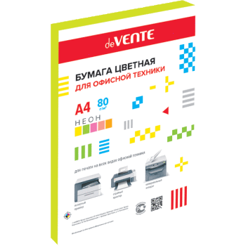 Бумага А4  80г/мкв 100л "deVENTE" неон желтый 2072605 deVENTE