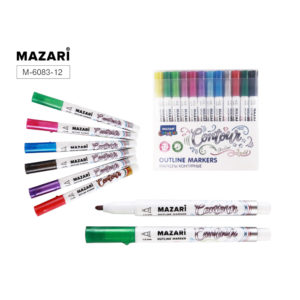 Набор маркеров-красок с контуром CONTOUR, 12 цв. (3 зол.+9 серебр.), M-6083-12* Mazari