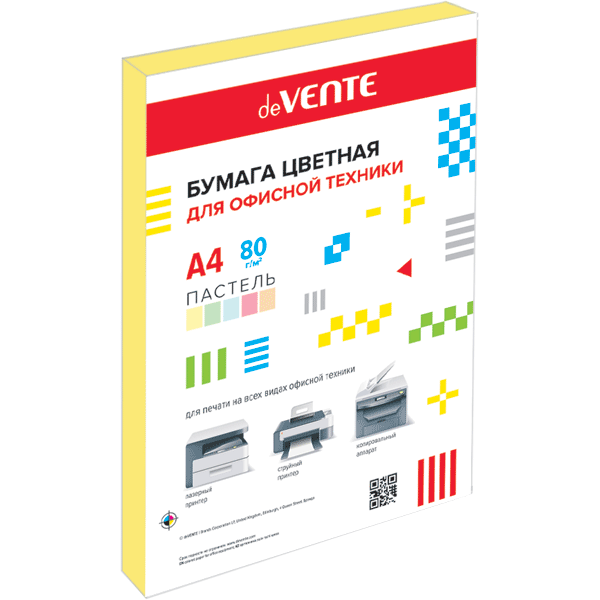 Бумага А4  80г/мкв 100л "deVENTE" пастельный желтый 2072401 deVENTE
