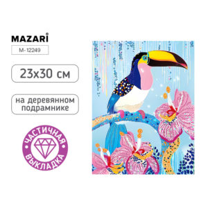 Алмазная мозаика ТУКАН 23x30 см, деревянный подрамник, холст, частичная выкладка