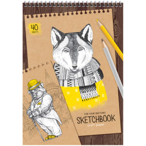 Скетчбук 40л., А4 ArtSpace "Craft style", на гребне, крафт, 80г/м2 СкA440грв_38354