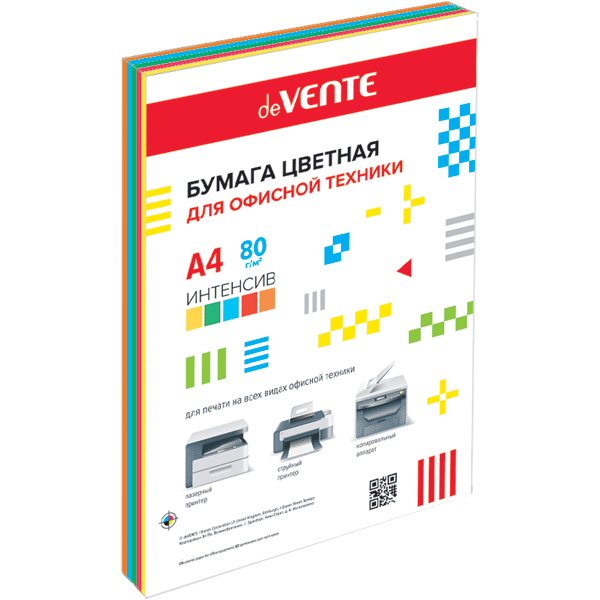 Бумага А4  80г/мкв 100л "deVENTE" интенсивные цвета 5цв 2072411 deVENTE